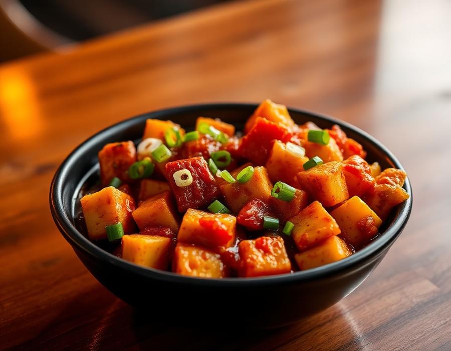 Indo-Chinese chilli paneer with spring onion